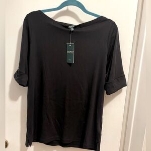 Ralph Lauren black top. Woman size 1X.  New with tags on plus size